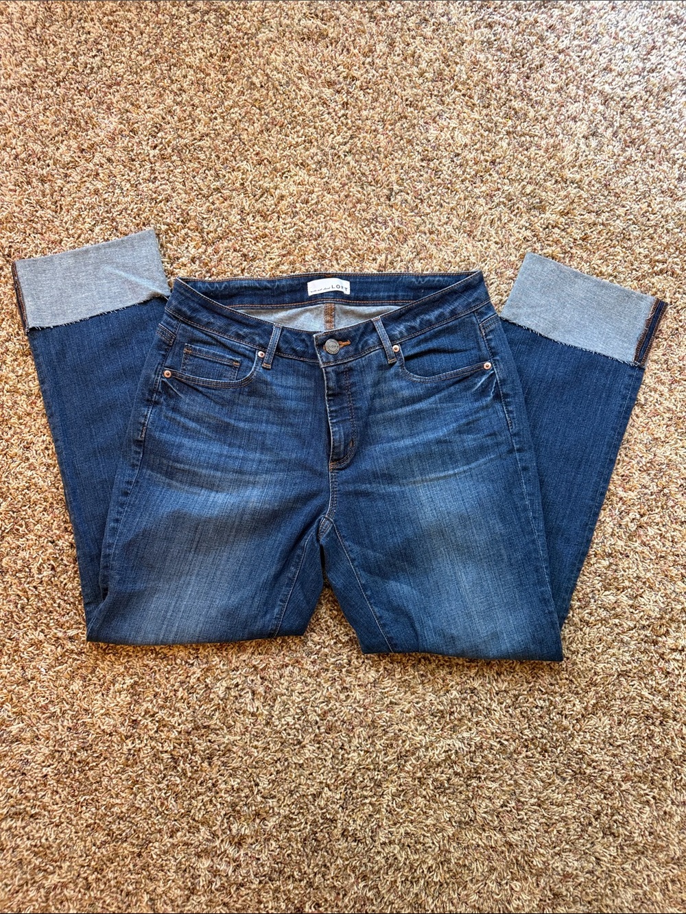 LOFT Dark Blue Cuffed Ankle Jeans